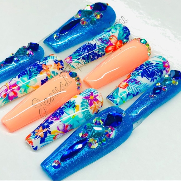 GOD WILL - LONG BALLERINA PRESS ON NAILS - Picture 4 of 12